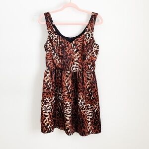 Alyn Paige Leopard Animal Print Satin Mini Dress 9/10